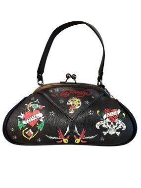 NWT Ed Hardy Love Kills Slowly Kisslock Handbag